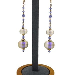 Lavender Dichroic Glass Ball Earrings